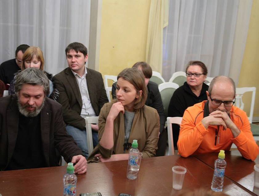 художники-участники дискуссии: Николай Наседкин, Софья Гаврилова, Дмитрий Гутов